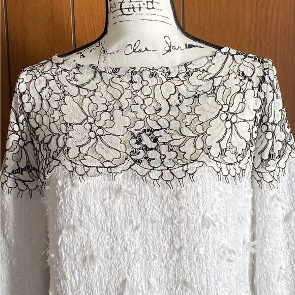 FREDERICK ANDERSON Lace-Trimmed Tweed Sweatshirt size 8 - Picture 8 of 13